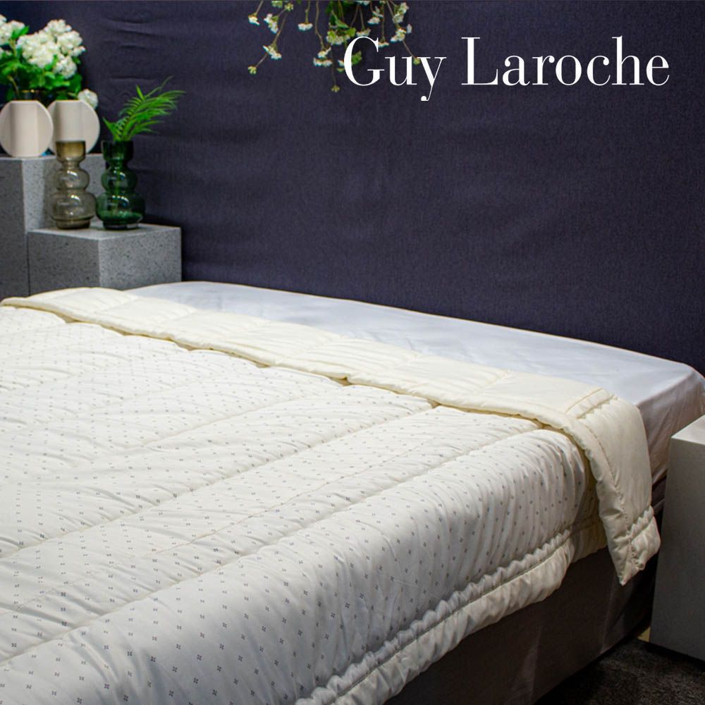 Guy Laroche Semi-Micro Fiber Cream Sand Comforter Soft Floral Pattern Antibacterial Quilted Premium Bedding _ Made in Korea
